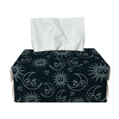 Blue Sun And Moon Pattern Print Rectangle Tissue Box Cover