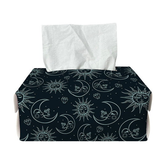 Blue Sun And Moon Pattern Print Rectangle Tissue Box Cover