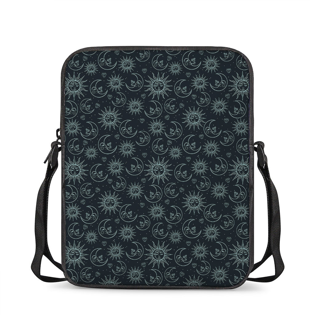 Blue Sun And Moon Pattern Print Rectangular Crossbody Bag
