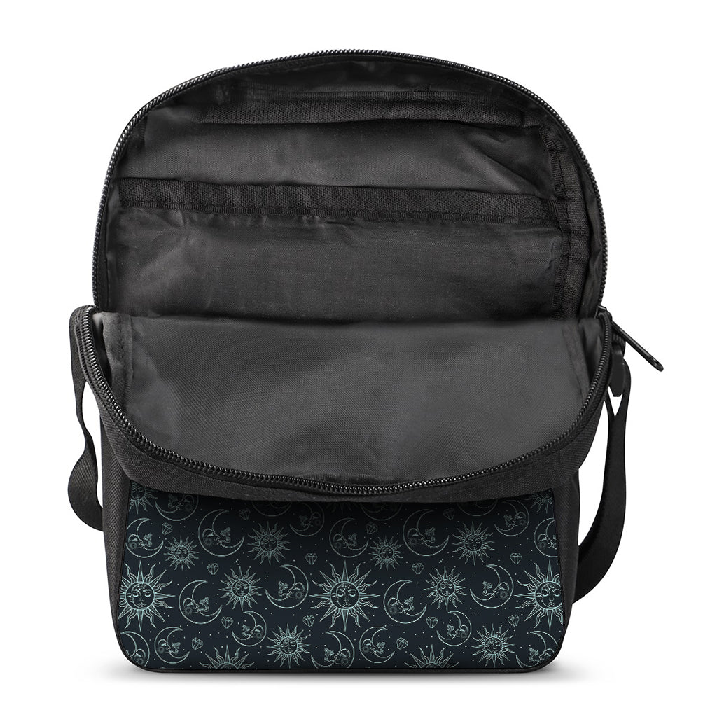 Blue Sun And Moon Pattern Print Rectangular Crossbody Bag