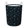 Blue Sun And Moon Pattern Print Round Laundry Basket