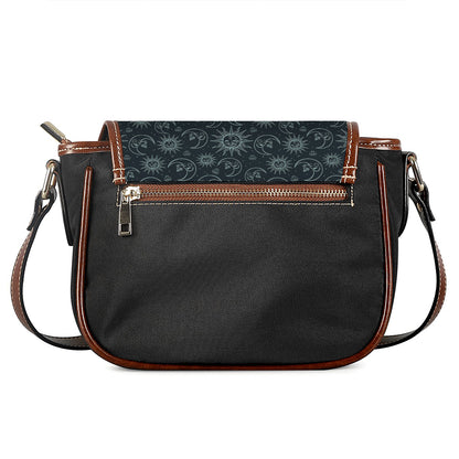 Blue Sun And Moon Pattern Print Saddle Bag