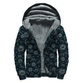 Blue Sun And Moon Pattern Print Sherpa Lined Zip Up Hoodie