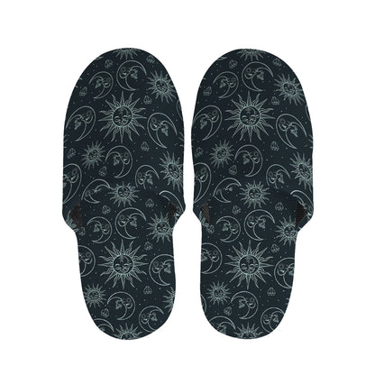 Blue Sun And Moon Pattern Print Slippers