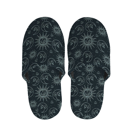 Blue Sun And Moon Pattern Print Slippers