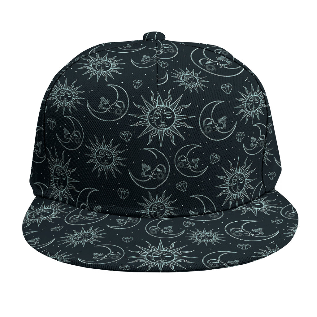 Blue Sun And Moon Pattern Print Snapback Cap