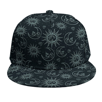 Blue Sun And Moon Pattern Print Snapback Cap