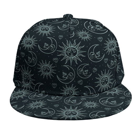 Blue Sun And Moon Pattern Print Snapback Cap