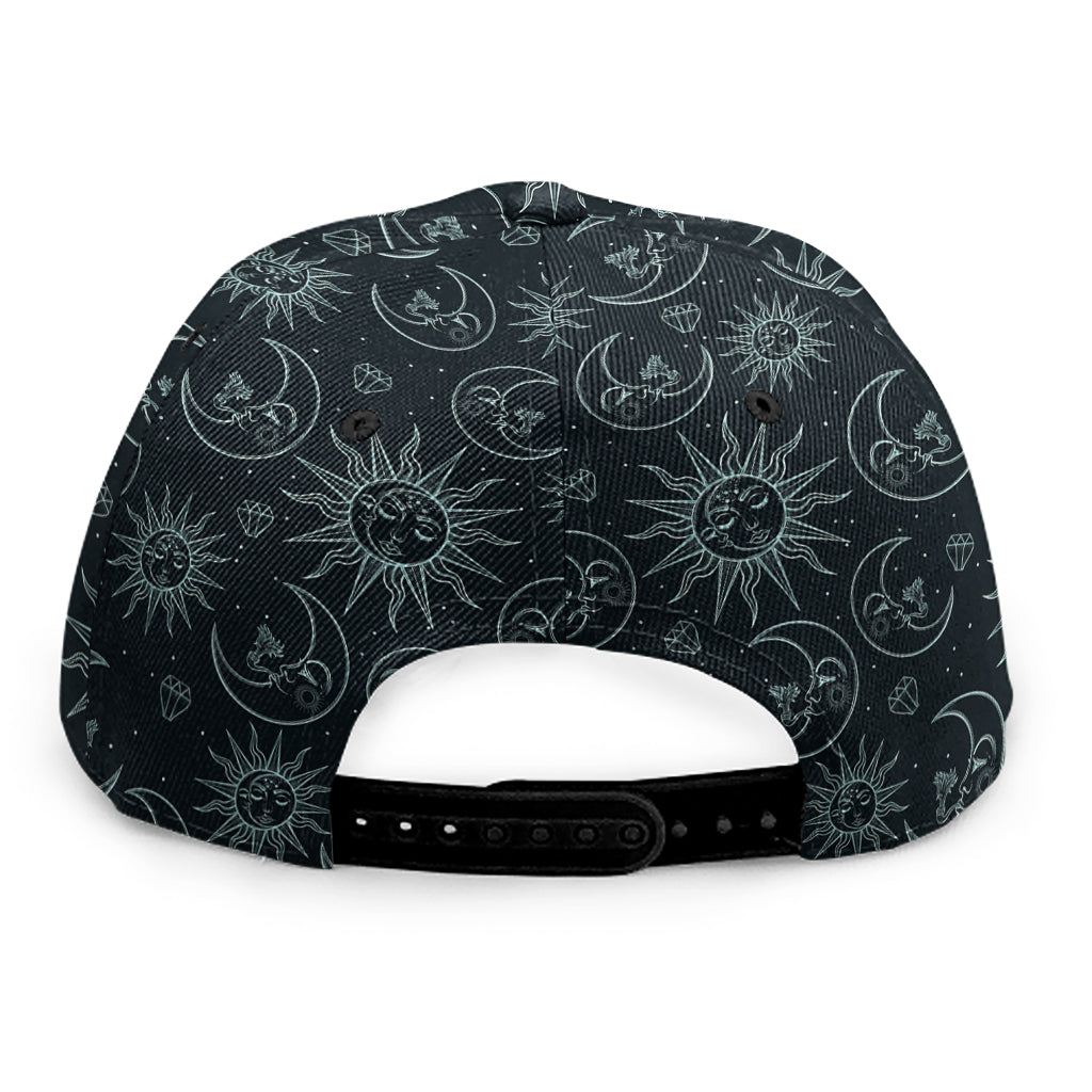 Blue Sun And Moon Pattern Print Snapback Cap