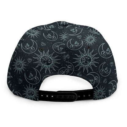 Blue Sun And Moon Pattern Print Snapback Cap