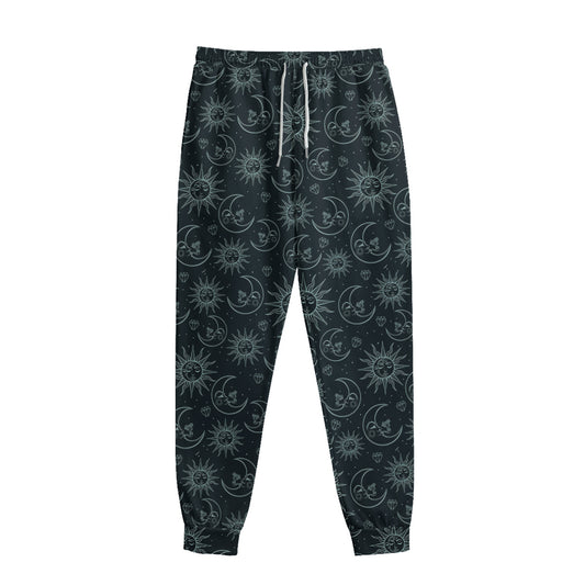 Blue Sun And Moon Pattern Print Sweatpants