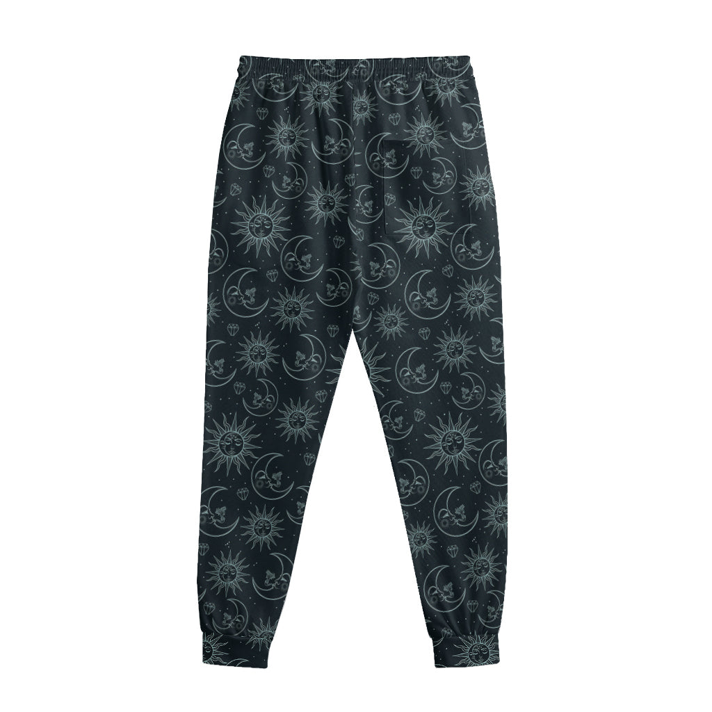 Blue Sun And Moon Pattern Print Sweatpants