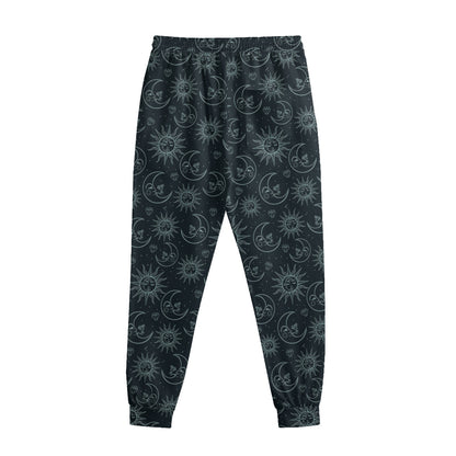 Blue Sun And Moon Pattern Print Sweatpants