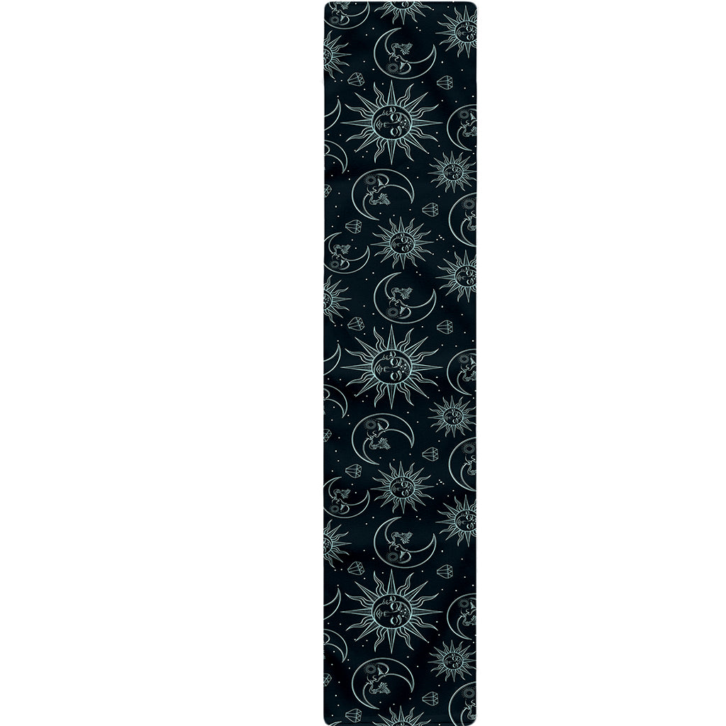 Blue Sun And Moon Pattern Print Table Runner