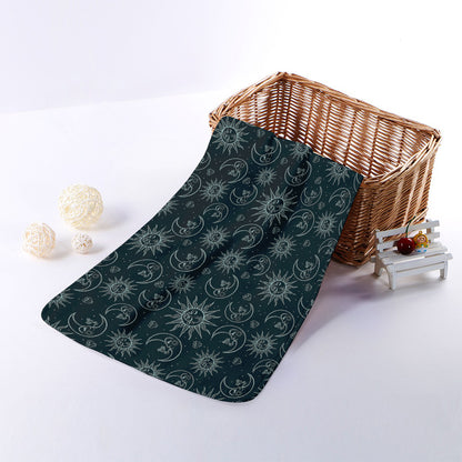 Blue Sun And Moon Pattern Print Towel
