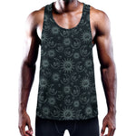 Blue Sun And Moon Pattern Print Training Tank Top
