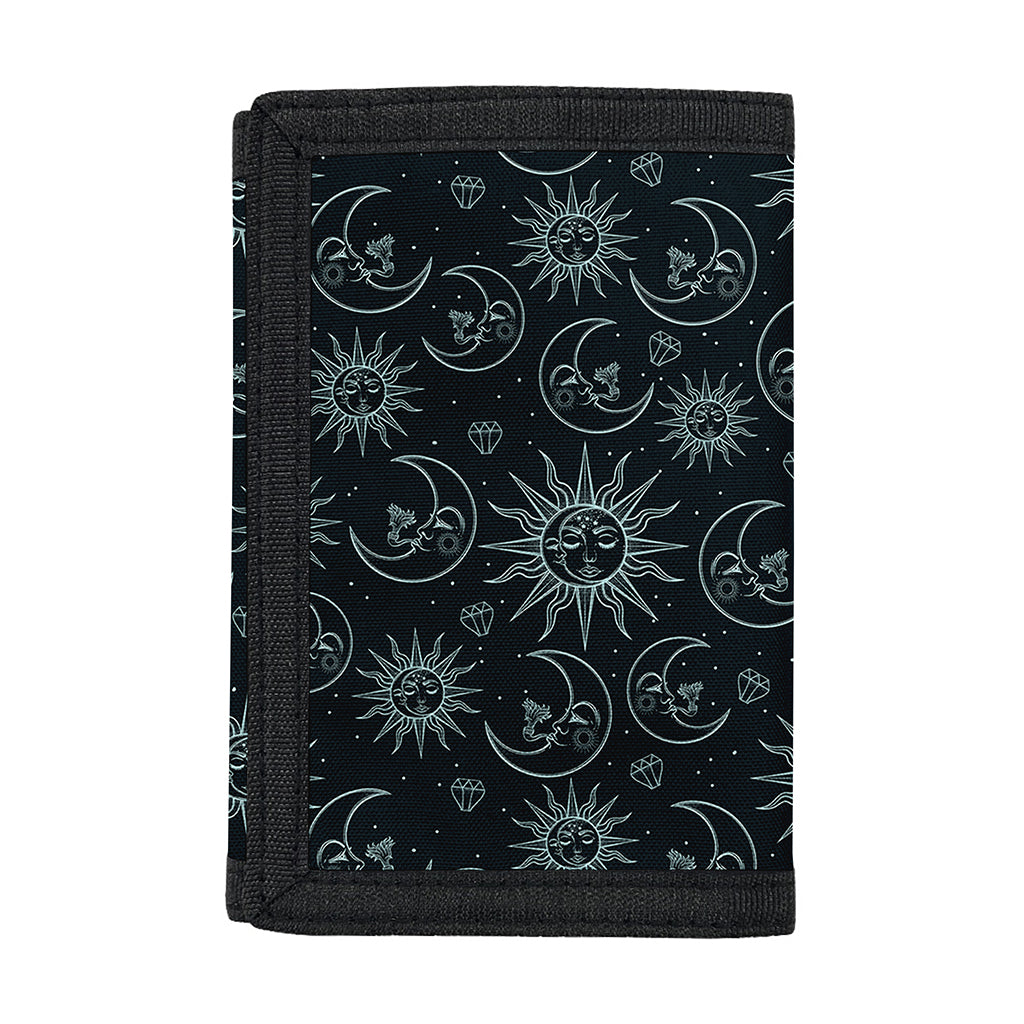 Blue Sun And Moon Pattern Print Trifold Wallet