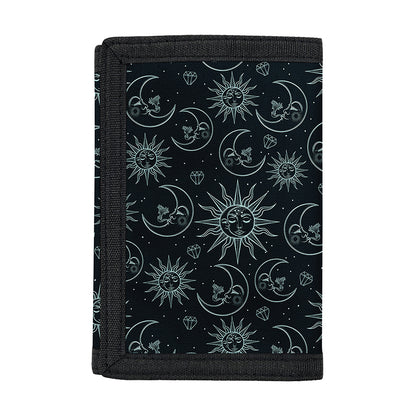 Blue Sun And Moon Pattern Print Trifold Wallet