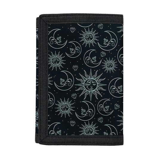 Blue Sun And Moon Pattern Print Trifold Wallet