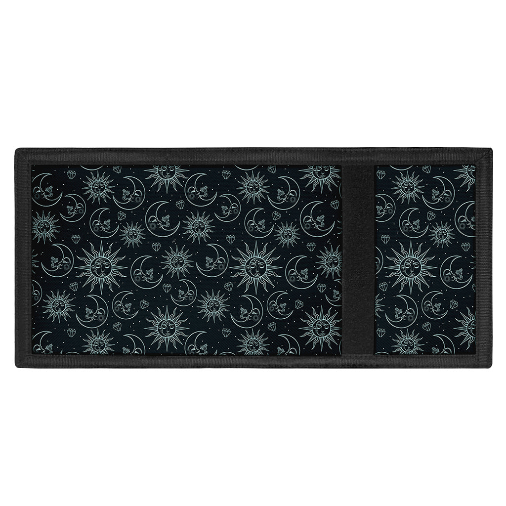 Blue Sun And Moon Pattern Print Trifold Wallet