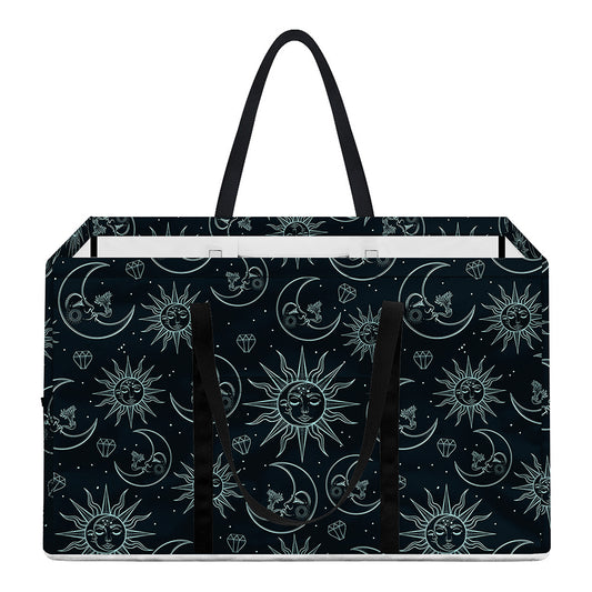 Blue Sun And Moon Pattern Print Utility Tote Bag