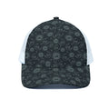 Blue Sun And Moon Pattern Print White Mesh Trucker Hat