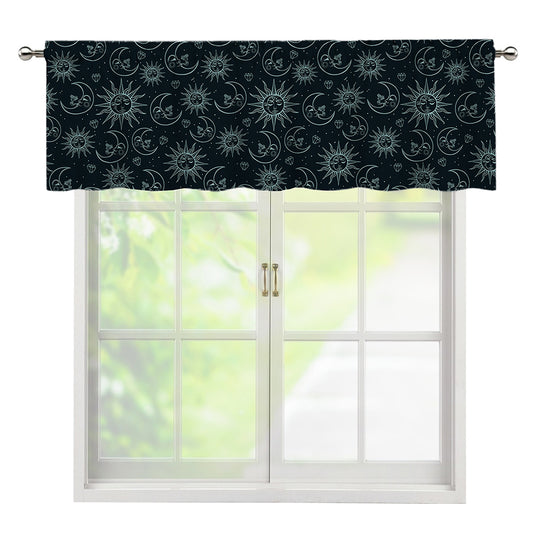 Blue Sun And Moon Pattern Print Window Valance