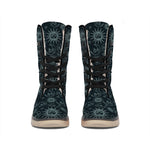 Blue Sun And Moon Pattern Print Winter Boots