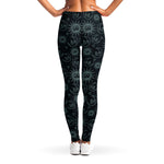 Blue Sun And Moon Pattern Print Women's Leggings