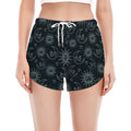 Blue Sun And Moon Pattern Print Women's Split Running Shorts