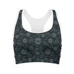 Blue Sun And Moon Pattern Print Women's Sports Bra