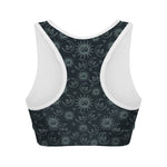 Blue Sun And Moon Pattern Print Women's Sports Bra
