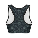 Blue Sun And Moon Pattern Print Women's Sports Bra