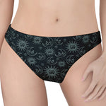 Blue Sun And Moon Pattern Print Women's Thong