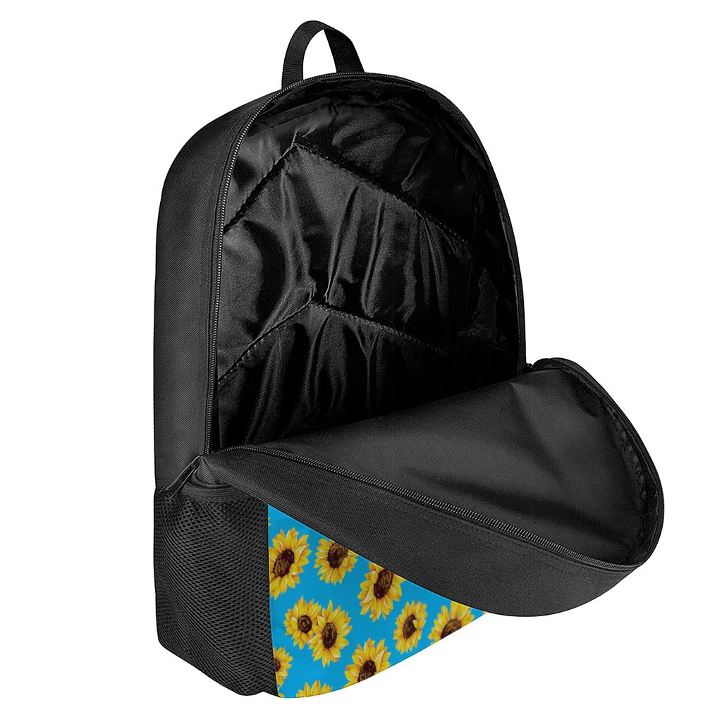 Blue Sunflower Pattern Print 17 Inch Backpack