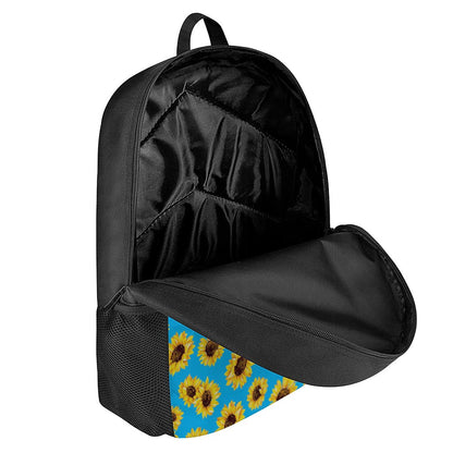 Blue Sunflower Pattern Print 17 Inch Backpack
