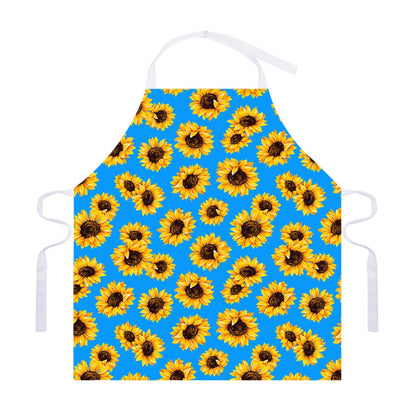 Blue Sunflower Pattern Print Adjustable Apron
