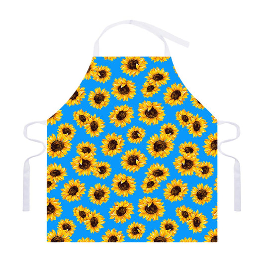 Blue Sunflower Pattern Print Adjustable Apron