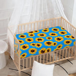Blue Sunflower Pattern Print Baby Crib Sheet