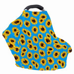 Blue Sunflower Pattern Print Baby Seat Cover
