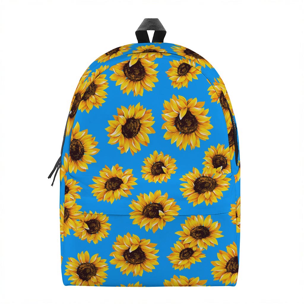 Blue Sunflower Pattern Print Backpack