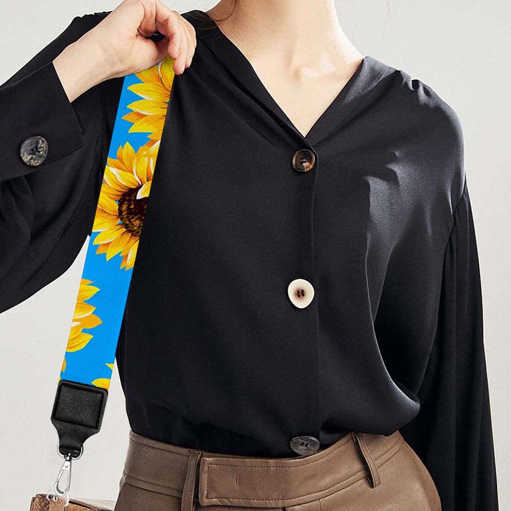 Blue Sunflower Pattern Print Bag Strap