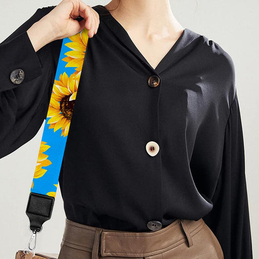 Blue Sunflower Pattern Print Bag Strap