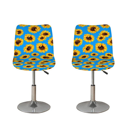 Blue Sunflower Pattern Print Bar Stool Covers