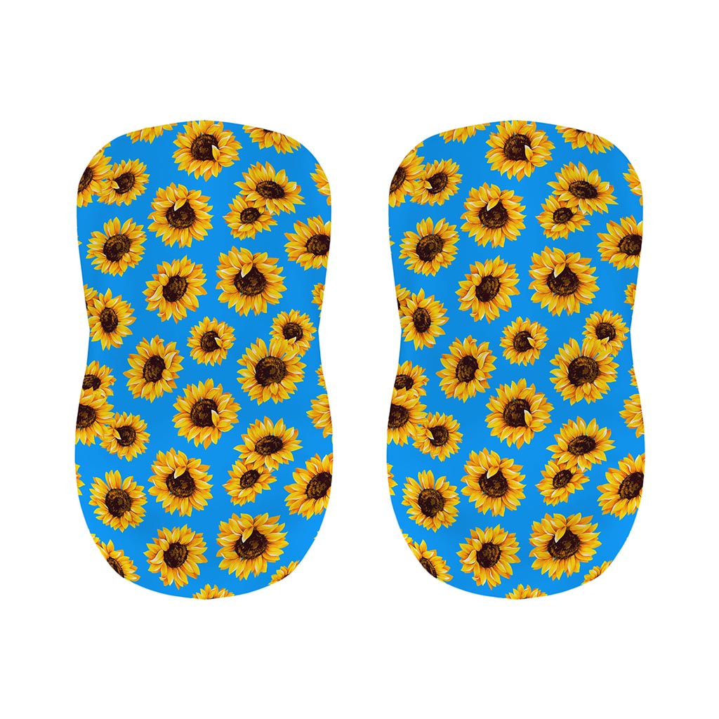 Blue Sunflower Pattern Print Bar Stool Covers