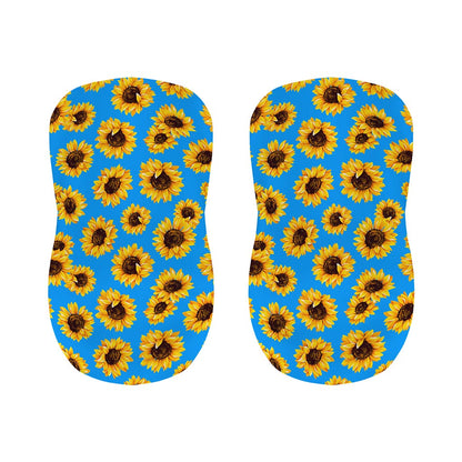 Blue Sunflower Pattern Print Bar Stool Covers