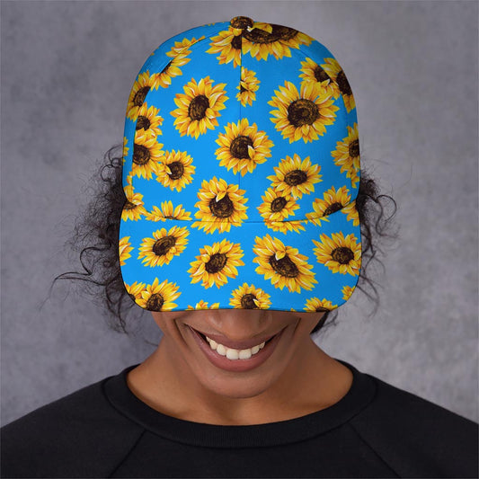 Blue Sunflower Pattern Print Baseball Cap