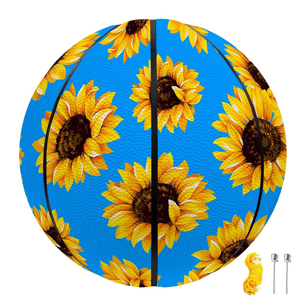 Blue Sunflower Pattern Print Basketball