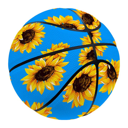Blue Sunflower Pattern Print Basketball