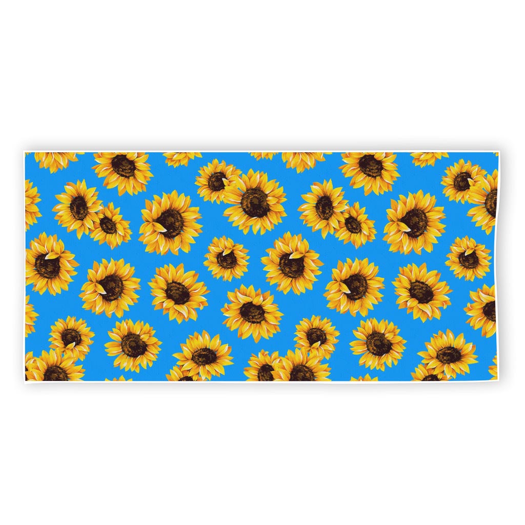 Blue Sunflower Pattern Print Beach Towel